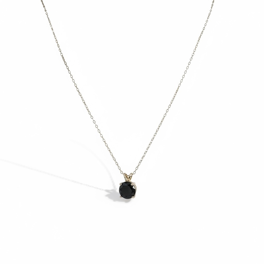 2ct Black Moissanite Pendant 925 Sterling Silver Necklace 15.75” to 17.5” Long